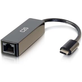 C2G 29749 USB C Adapter and Ethernet Adapter with Power, Black