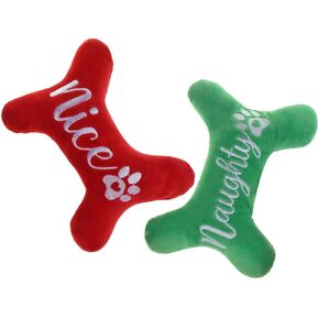 Plush Dog Squeaky Bone Toy Set for Small Dogs, Pet Gifts for Christmas