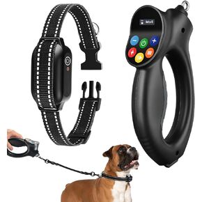Shock Collar for Dogs - 2 in 1 Auto Anti Bark Leash + Training Collar with Remote Control for 5-120lbs Small Medium Large Dogs, 3 Models Beep,Vibration,Shock, 3300FT, Rechargeable, Waterproof