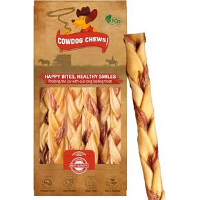 Collagen and Beef Braided Sticks Dog Treats 5-7" (3 Pack) - Odor-Free, All Natural Dog Chews for Healthy Joints, Skin & Coat. Best Rawhide and Bully Stick Alternative with Beefhide Goodness.