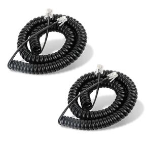Phone Cords 25 FT Uncoiled (3.1 FT Coiled), 2 Pack Telephone Cords for Landline Phones, RJ9 Black Curly Phone Line Cord for Corded Landline Phone, Ofiice/Home Use