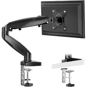 DUMOS Single Monitor Mount for Wide 15 to 27 Inch Screen, Fully Adjustable Gas Spring Monitor Arm Desk Stand with Clamp and Grommet Base, Fits 4.4 to 15.4 LBS Vesa 75 100 x 100