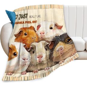 Guinea Pig Blanket Guinea Pigs Decor Throw Blanket Super Warm Soft Plush Lightweight Fleece Flannel Cute Animals Blanket Gifts for Guinea Lovers Girls Boys Women Men for Winter Couch Bedding 40"X50"