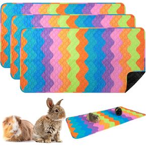Rainbow Guinea Pig Cage Liners, 3PCS 48"x24" Guinea Pig Bedding Pads, Large Guinea Pig Super Absorbent Pee Pad for Rabbit Hamster Chinchilla Bunny Rat, Washable & Reusable