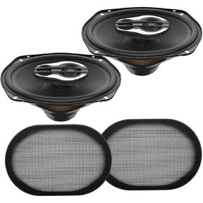HERTZ pkg SX690 Neo 6"x9" 260W SPL 3-Way Tweeters Coaxial Speakers with Grills