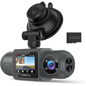 COOAU D30S 4K Dash Cam with GPS Wi-Fi & 256GB Card, Front and Inside Dual 2.5K+1080P, Car Camera with Infrared Night Vision, Supercapacitor, 4 IR LEDs, G-Sensor, Parking Mode, Loop Recording