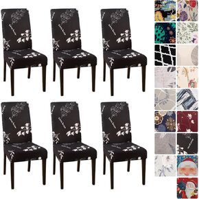 FUANGUI Dining Room Chair Covers Slipcovers Set of 6, Stretch Kitchen Chair Covers Washable Spandex Parsons Chair Slipcover, Removable Dining Seat Protector for Home or Party