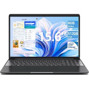 SGIN Laptop Computer, 15.6 inch Laptop, 8GB RAM 512GB ROM, Celeron Quad-Core Processors, 1366 * 768 IPS, Traditional Laptop Computers Support Mini-HDMI, Type-C, TF Card in Kuwait