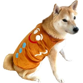 ComfyCamper Dog Gingerbread Man Cape Christmas Costume - Xmas Gift White Holiday Outfit Clothes Accessories, XL