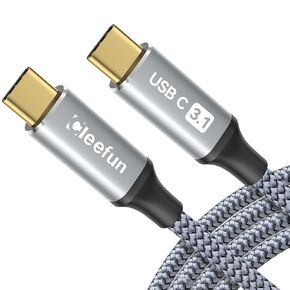 CLEEFUN 3.3ft USB C to USB C 3.1 Gen 2 Cable 10Gbps Data Transfer, 4K Video Output Monitor Cable 100W PD Fast Charging, for iPhone 15 Plus/15 Pro Max/MacBook/Chromebook & More Type-C Devices/Laptops