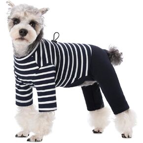 Dog Winter Coat, Warm Cotton Dog Cold Weather Coats, Striped Round Neck Dog Pajamas, Long Sleeves Dog Jumpsuit, Color-Blocked Dog Winter Clothes for Small Medium Dogs, Dog Onesie Anti Hair Shedding in Kuwait