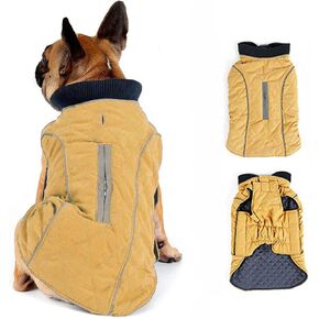 Morezi Dog Coat with Reflective strim, Winter Dog Jacket Water Resistant underbelly Warm Puppy Suit with Harness Hole - Suitable for French Bulldog, shitzu, Jack Russell Terrier - XL - Red