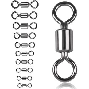 JSHANMEI Fishing Rolling Barrel Swivels Connector Stainless Steel Black Nickel Rolling Swivel Snaps Fishing Tackle Accessories for Saltwater Freshwater