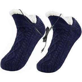 USB Heated Socks Foot Warmer Indoor Thickening Electric Heating Pad Slipper Socks for Women Men with Grippers
