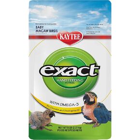 Kaytee Exact Hand Feeding Pet Bird Baby Food For Macaw, Eclectus, Hawk-Headed, African Parrots, Caiques, and Any Baby Under 2 Weeks Old, 5 Pound