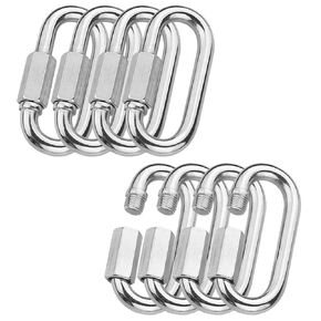 304 Stainless Steel Quick Links Locking Carabiner for Outdoor Traveling Equipment (M6-8pack)