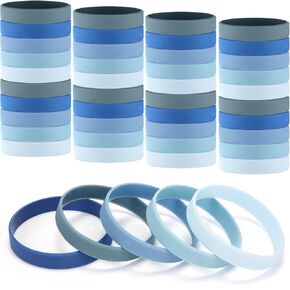 50 Pack Silicone Rubber Bracelets Rubber Wristbands Bulk Adults Rubber Bands Solid Color Plain Silicone Bracelets for Men Women Identification Event Party Favors Gifts Decorations (Brown)