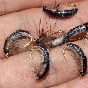 2Pcs Brown Realistic Nymph Scud Fly for Trout Fishing Artificial Insect Bait Lure Fishing Tackle Fishing Soft Plastic Lures Hunting and Fishing Lures, Baits and Attractants