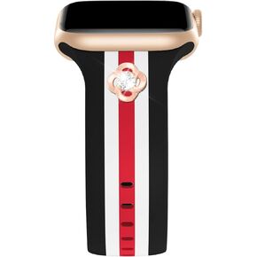 Designer Band with Charms Decor Compatible with Apple Watch Band 38mm 40mm 41mm 42mm 44mm 45mm 46mm 49mm Women Men, Stylish Silicone Sport Wristbands for iWatch Series 10 9 8 7 6 5 4 3 2 1 SE Ultra