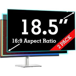 [2 Pack] 18.5 Inch Privacy Screen Filter for Computer Widescreen 16:9 Monitor - Privacy Shield, Anti-Glare and Blue Light Blocking Protector