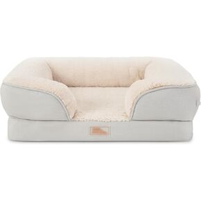 TOWN & COUNTRY EVERYDAY CuddleTown Comfy Solid Bolster Sofa Pet Bed, Supportive & Calming Egg Crate Foam, Non-Slip Bottom, Machine Washable Cover, Blue, Large 35"x25"x8"