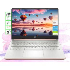 كمبيوتر محمول HP AI-Powered مع Microsoft Office وتخزين سحابي سعة 1 تيرابايت متضمن لمدة عام واحد| كمبيوتر عالي الدقة مقاس 14 بوصة | ذاكرة وصول عشوائي (RAM) سعة 8 جيجابايت | محرك أقراص SSD سعة 128 جيجابايت وبطاقة 64 جيجابايت ومحرك أقراص SSD محمول سعة 128 جي