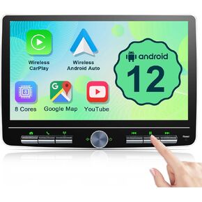 10 Inch Double Din Car Stereo Wireless CarPlay Android Auto 2G+32G Detachable Touchscreen Android Car Play Radio Bluetooth AM FM GPS Navigation WiFi Car Audio Receiver 2 Din Head Unit QLED Screen