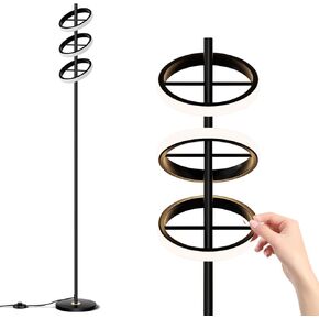 Saturn Floor Lamp with 3 LED Lights, Modern Standing Lamp for Living Room, Contemporary Tall Bedroom Lamp, Adjustable Lighting Angle, Perfect for Home or Office Decor, Black