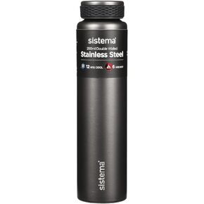 Sistema Hydrate Stainless Steel Water Bottle | 280 ml | BPA-Free | Double Wall Vacuum Insulated Metal Water Bottle | Keeps Liquid Hot & Cool | Assorted Colours