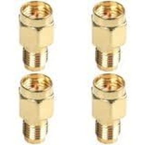 4Pcs Gold SMA Adapter SMA Male to RP SMA Female Jack Connector for RF Coax Cable Wi-Fi Antenna Signal Booster Repeaters Radio Extension Cable FPV Drone, Cable Gender Changers