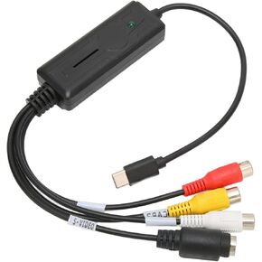 PUSOKEI USB-C Audio Video Capture Card, to USB Converter Adapter, Support AV/S Video Input, NTSC and PAL for PC 7/8/8.1/10/Vista/XP/OS X