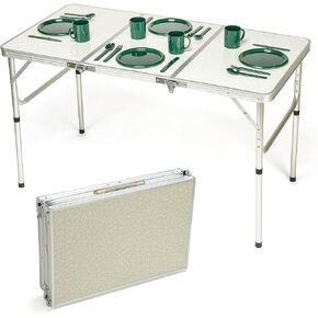 Trademark Innovations Portable Adjustable Lightweight Aluminum Folding Table