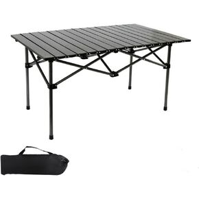 Outdoor Folding Camping Table, Portable Picnic Beach Table With Carry Bag, 4-6 Person Portable Ultralight Aluminum Folding Table for Picnic,Outdoor,Indoor, Party,Backyard, Patio,Cooking, Black