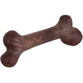 Pet Qwerks Dinosaur BarkBone - Nylon Dog Bone for Aggressive Chewers - Steak Flavor - 6.5"