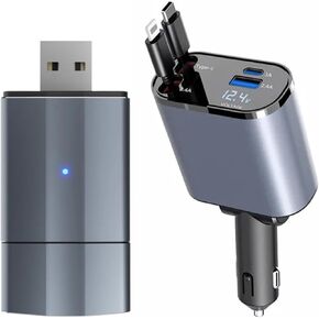 Wireless Car Play Adapter - Convert Wired to Wireless for iPhone & Android | Car Play for Vehicles 2017+ | Bluetooth Connection | Hands-Free Control | Charger with 2.6 ft. Retractable Charging Cord