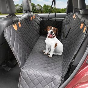 Backseat Cover for Pets - 100% Waterproof - Scratch-Resistant - Non-Slip - Soft-Touch Material - Removable Platform - Cars, Trucks, and SUVs, Black/Gray