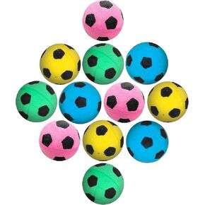 Vila Cat Soccer Balls, Feline Entertainment and Enrichment, Physical, and Mental Workout, Kitty’s Silent Companion, Foam Sponge, Pink, Yellow, Green, Blue, 1.5" -2" (Diameter), 12 Pcs per Pack 