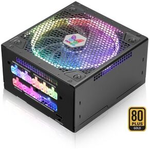 Super Flower Leadex III ARGB 850W 80+ ذهبي، ضمان 10 سنوات، مصابيح LED قابلة للتحكم مع مزامنة اللوحة الأم 5 فولت/تحكم تناظري، وضع صديق للبيئة بدون مروحة ووضع صامت، مصدر طاقة معياري كامل، SF-850F14RG