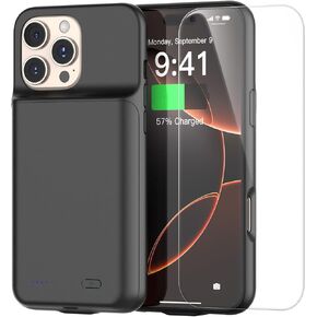 7000 mAh Battery Case for iPhone 16 Pro Max 6.9inch, Upgraded Fast Charging Rechargeable External Portable Charging Case, Extended Phone Battery Charger Case with HD Tempered Protective Film