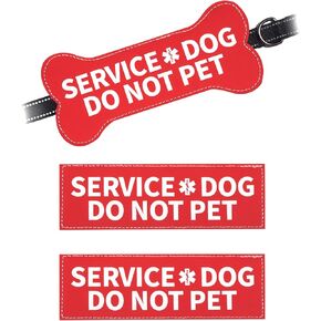3pcs Service Dog Do Not Pet Patches and Leash Sleeve, Reflective Dog Vest Patch Removable Velcro Patch with Hook Backing for Dog Harness Leash Service Dog Accessories
