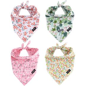 XLarge الصيف الربيع الكلب عصابات-4PCS الوردي الأخضر البرتقالي الأزهار الطباعة الكلب وشاح مريلة منديل تولد لفتاة كبيرة الكلاب الحيوانات الأليفة هدية