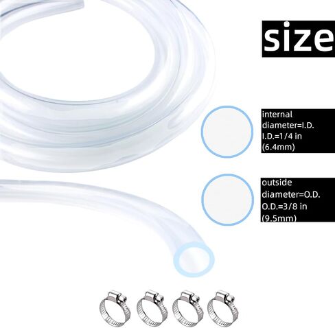 أنابيب PVC مقاس 3/4 بوصة معرف × 1 بوصة OD - أنابيب فينيل شفافة بطول 10 أقدام مع 4 مشابك غير قابلة للصدأ، وأنبوب PVC مرن منخفض الضغط، وخرطوم فينيل بلاستيكي خفيف الوزن لنقل زيت الهواء والماء. in Saudi Arabia