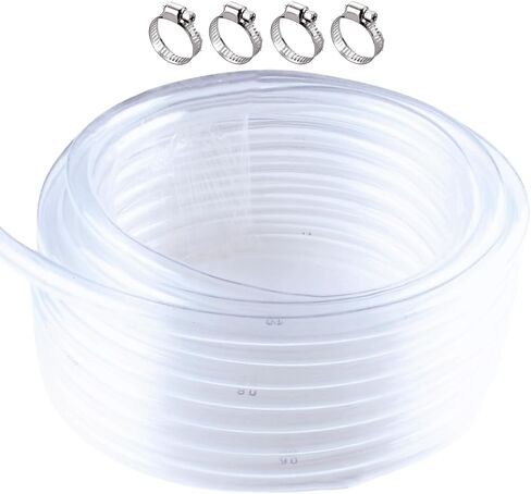 أنابيب PVC مقاس 3/4 بوصة معرف × 1 بوصة OD - أنابيب فينيل شفافة بطول 10 أقدام مع 4 مشابك غير قابلة للصدأ، وأنبوب PVC مرن منخفض الضغط، وخرطوم فينيل بلاستيكي خفيف الوزن لنقل زيت الهواء والماء. in Saudi Arabia