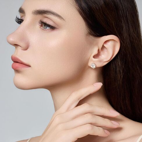 أقراط مويسانيتي مرصعة، 0.5 قيراط D اللون VVS1 أقراط مرصعة بالماس مصنوعة من الذهب الأبيض عيار 18 قيراط مطلية بالذهب الأبيض عيار 925 أقراط سوليتير من الفضة الإسترلينية هدايا مجوهرات للنساء والرجال in Kuwait