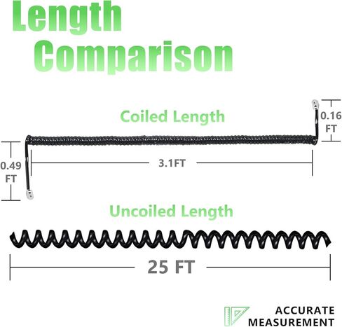 Phone Cords 25 FT Uncoiled (3.1 FT Coiled), 2 Pack Telephone Cords for Landline Phones, RJ9 Black Curly Phone Line Cord for Corded Landline Phone, Ofiice/Home Use in Saudi Arabia