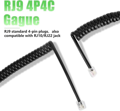 Phone Cords 25 FT Uncoiled (3.1 FT Coiled), 2 Pack Telephone Cords for Landline Phones, RJ9 Black Curly Phone Line Cord for Corded Landline Phone, Ofiice/Home Use in Saudi Arabia