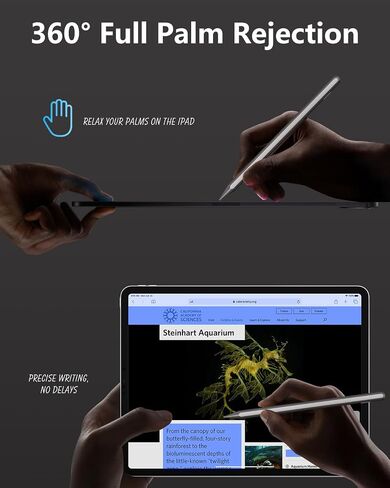 قلم رصاص Pro لجهاز iPad 2018-2024، قلم iPad مع 15 دقيقة للشحن السريع ومؤشر الطاقة ورفض راحة اليد وحساسية الضوء، قلم ستايلس لجهاز iPad 6-10، Air 3-5/M2، Mini 5-6، Pro (11 بوصة/ 12.9 بوصة 3-6/13 بوصة/م4) in Saudi Arabia