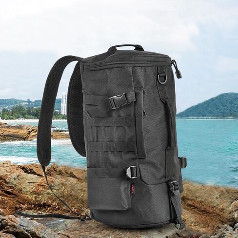 CODEK Fishing Tackle Storage Bag Portable Outdoor Multifunctional Fishing Gear Bag Large Water Resistant Cylindrical Fishing Bag Wide Sided Backpack Sling Bag for Traveling Fishing Climbing (Black) in Saudi Arabia