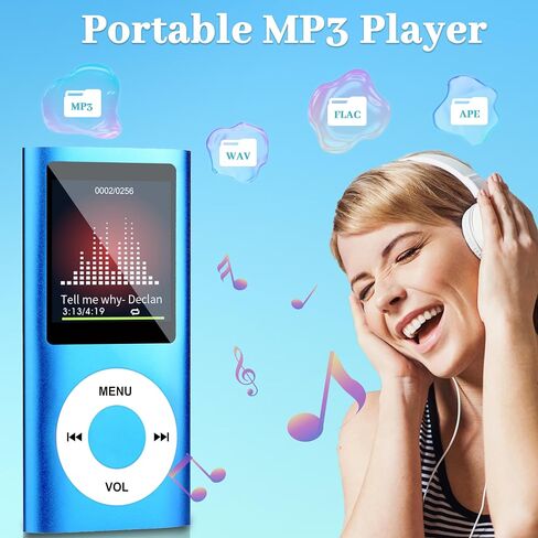 MP3 Player, Music Player with 32GB TF Card,FM Radio,Earphone, Portable HiFi Music Player with Voice Recorder/Video/Photo Viewer/E-Book Player for Kids,Running,Walking,Gift,Expand Memory up to 128G in Saudi Arabia