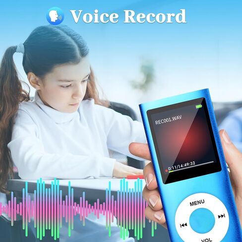 MP3 Player, Music Player with 32GB TF Card,FM Radio,Earphone, Portable HiFi Music Player with Voice Recorder/Video/Photo Viewer/E-Book Player for Kids,Running,Walking,Gift,Expand Memory up to 128G in Saudi Arabia